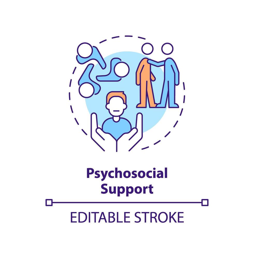 Psychosocial support multi color concept icon. Social services assistance. Round shape line illustration. Abstract idea. Graphic design. Easy to use in infographic, presentation, brochure, booklet vector