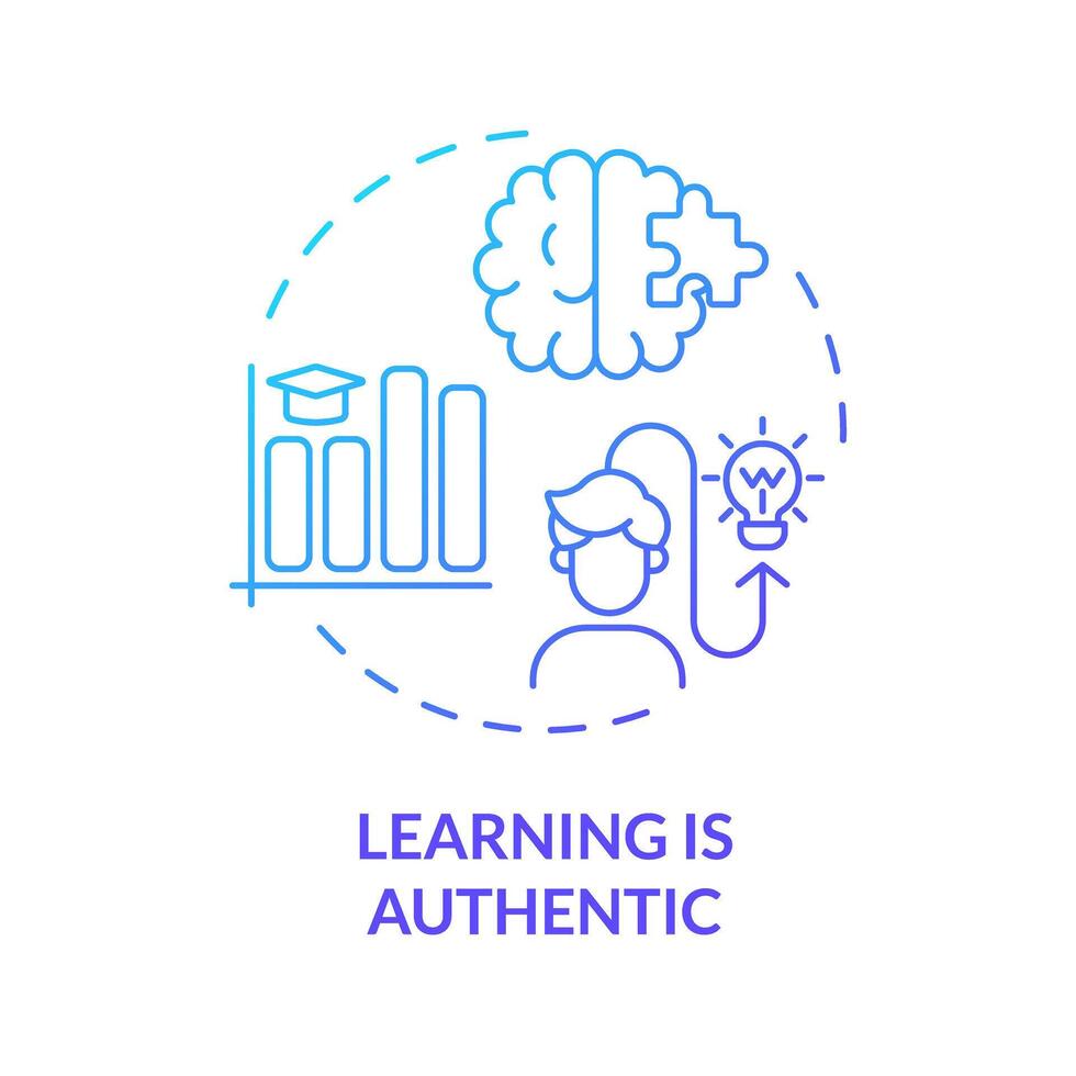 Learning is authentic blue gradient concept icon. Engage deeper for learning and working. Round shape line illustration. Abstract idea. Graphic design. Easy to use in presentation vector