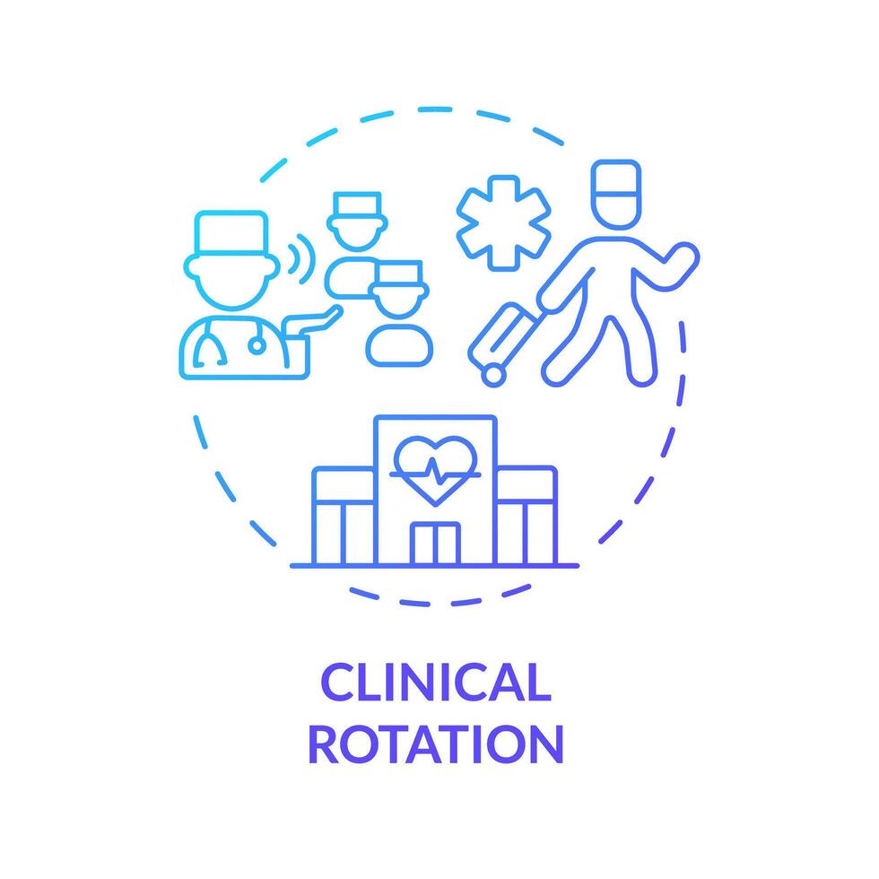 Clinical rotation blue gradient concept icon. Practical experience in clinical settings. Practical lessons. Round shape line illustration. Abstract idea. Graphic design. Easy to use in presentation vector