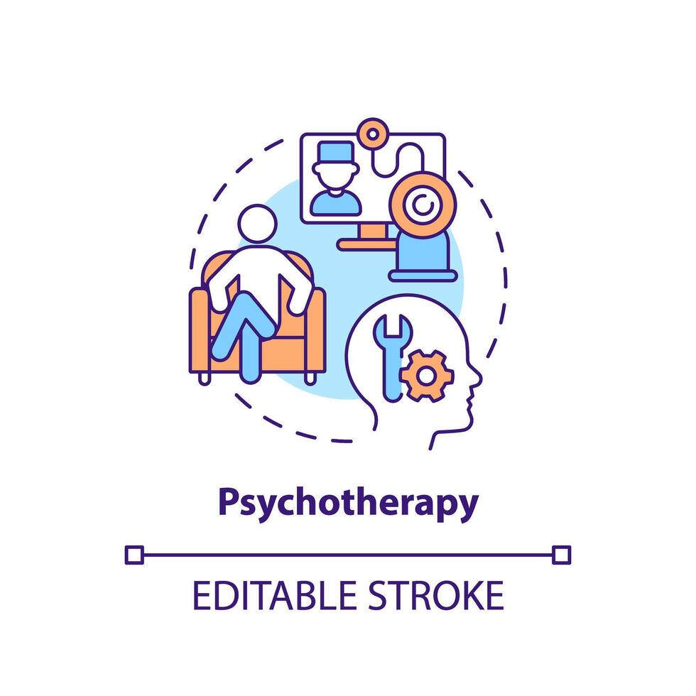 Psychotherapy multi color concept icon. Mental therapy consultation. Round shape line illustration. Abstract idea. Graphic design. Easy to use in infographic, presentation, brochure, booklet vector