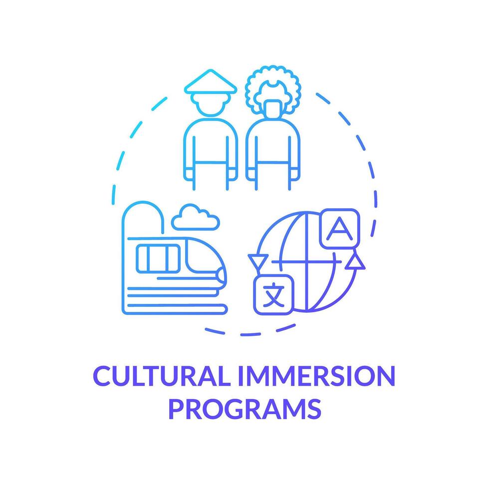 Cultural immersion programs blue gradient concept icon. Student exchange program. Round shape line illustration. Abstract idea. Graphic design. Easy to use in presentation vector