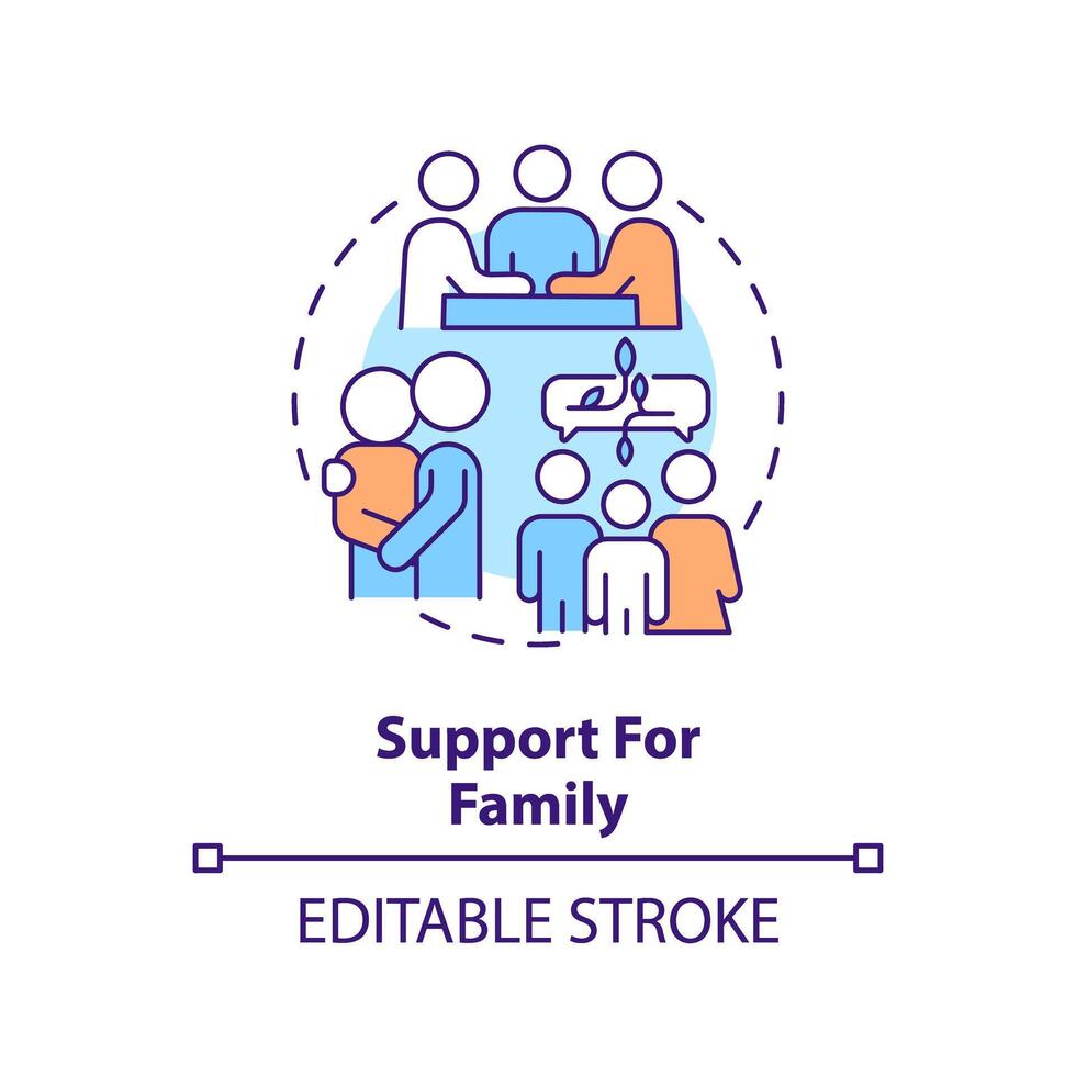 Support for family multi color concept icon. Mental help, assistance. Round shape line illustration. Abstract idea. Graphic design. Easy to use in infographic, presentation, brochure, booklet vector