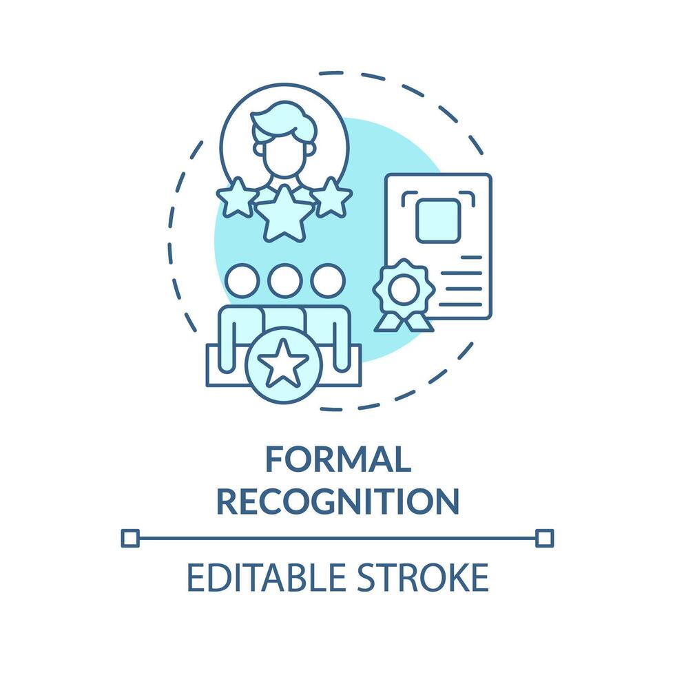 Formal recognition soft blue concept icon. Employee of the month. Achievements appreciation. Successful team work. Round shape line illustration. Abstract idea. Graphic design. Easy to use vector