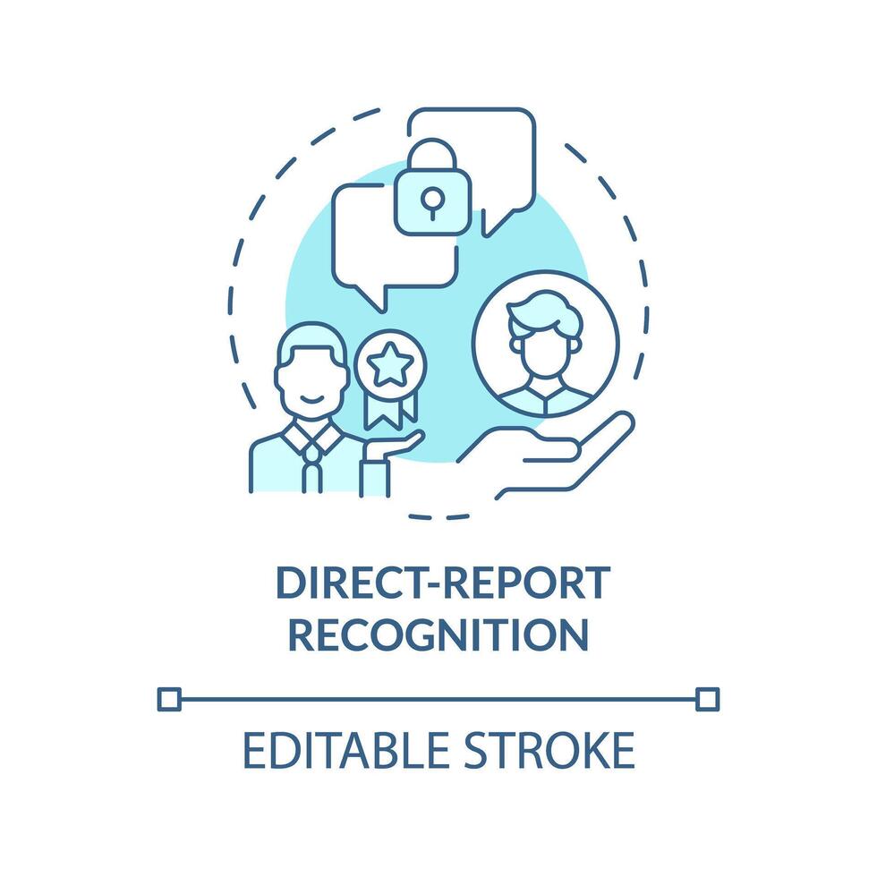 Direct report recognition soft blue concept icon. Private form of employee acknowledgement. Secure communication. Round shape line illustration. Abstract idea. Graphic design. Easy to use vector
