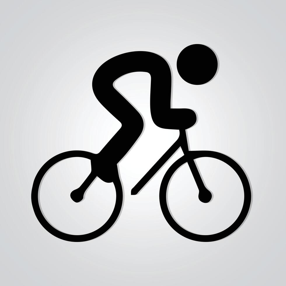 carreras bicicleta, único icono, ciclo logo con un plata antecedentes. vector ilustración