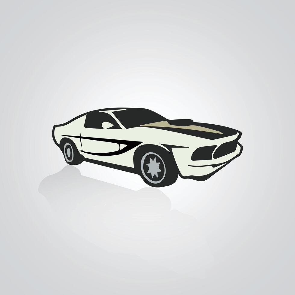 coche iconos, Clásico auto, único icono, coche logo con un plata antecedentes. vector ilustración