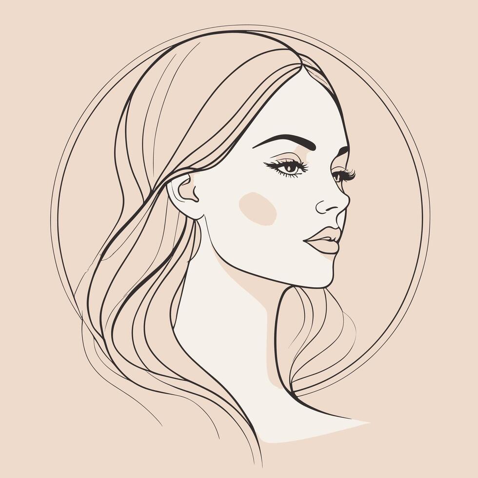 Woman line art portrait illustration vector design