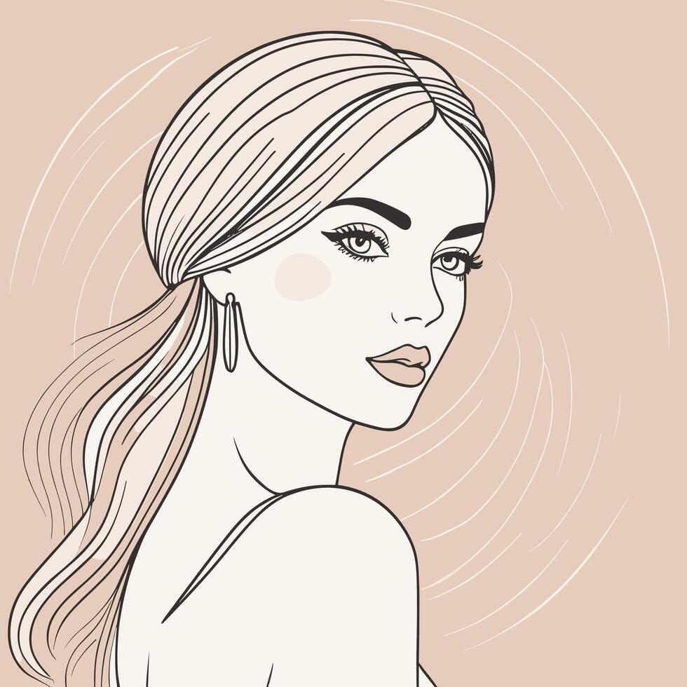 mujer línea Arte retrato ilustración vector diseño