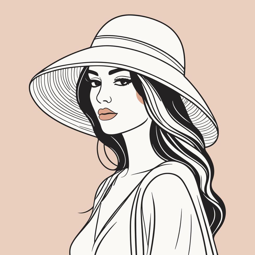 Woman line art portrait illustration vector design