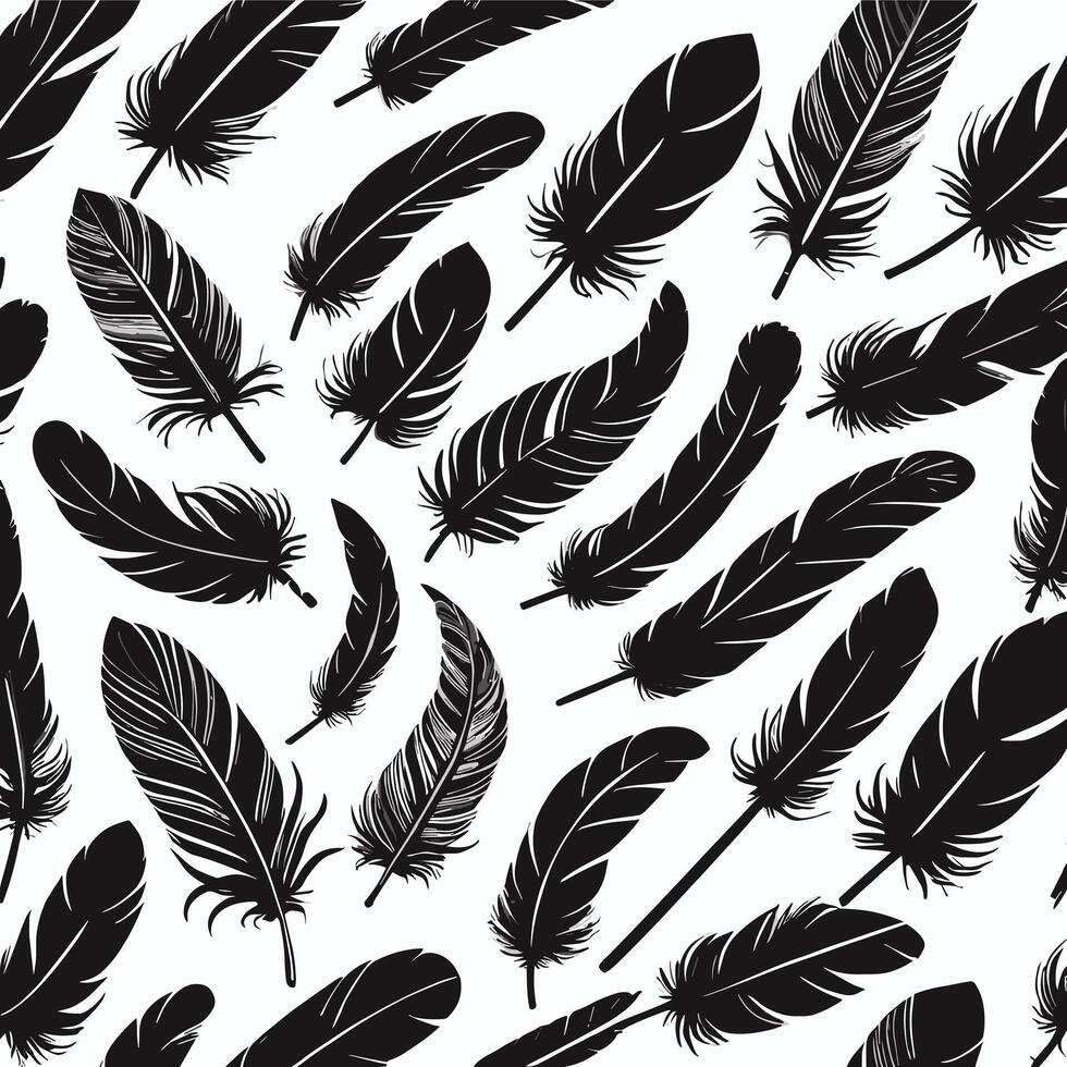 Feather silhouette illustration ink drawing vector art