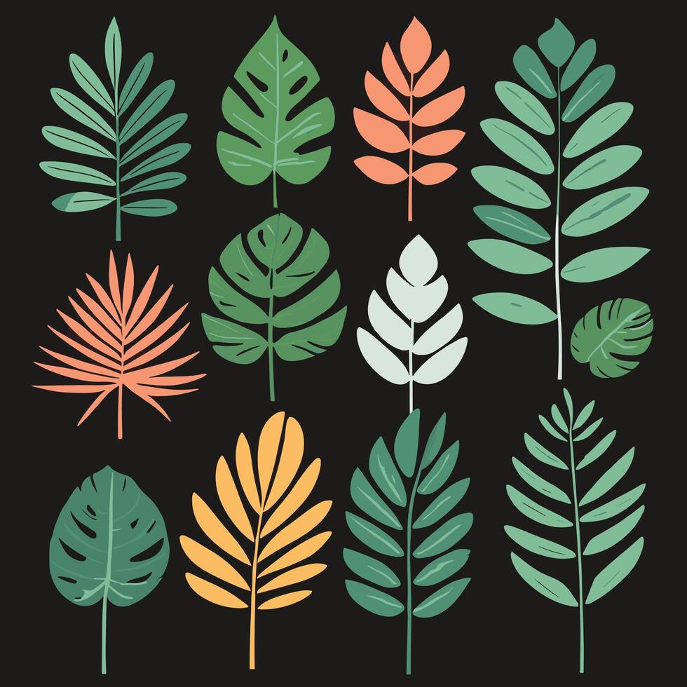 Exotic leaves set vector collection