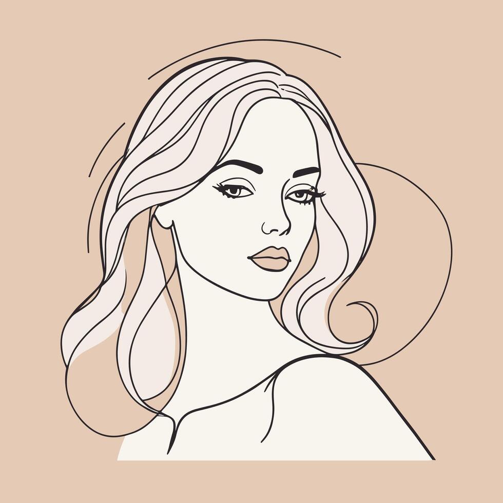 Woman line art portrait illustration vector design