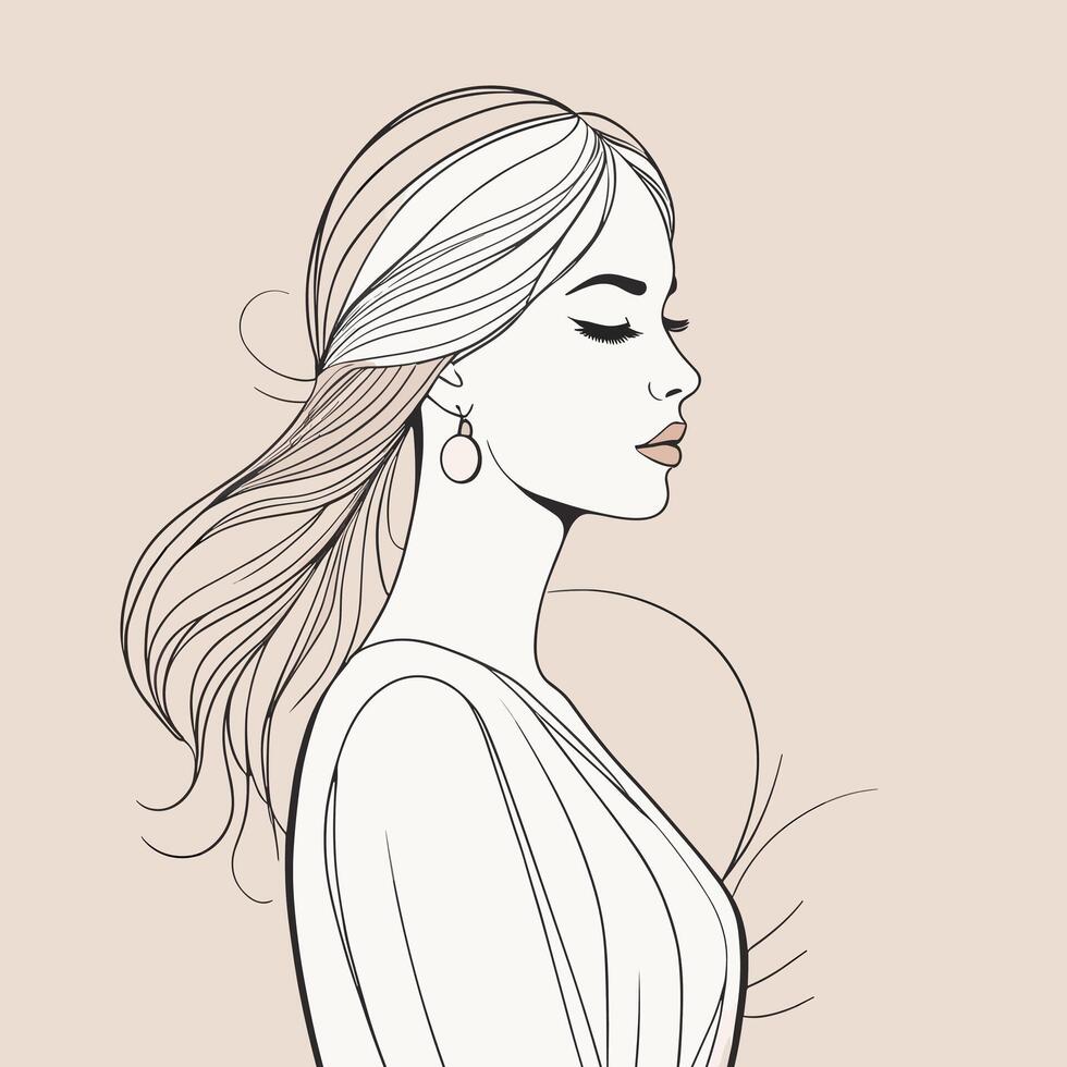 Woman line art portrait illustration vector design