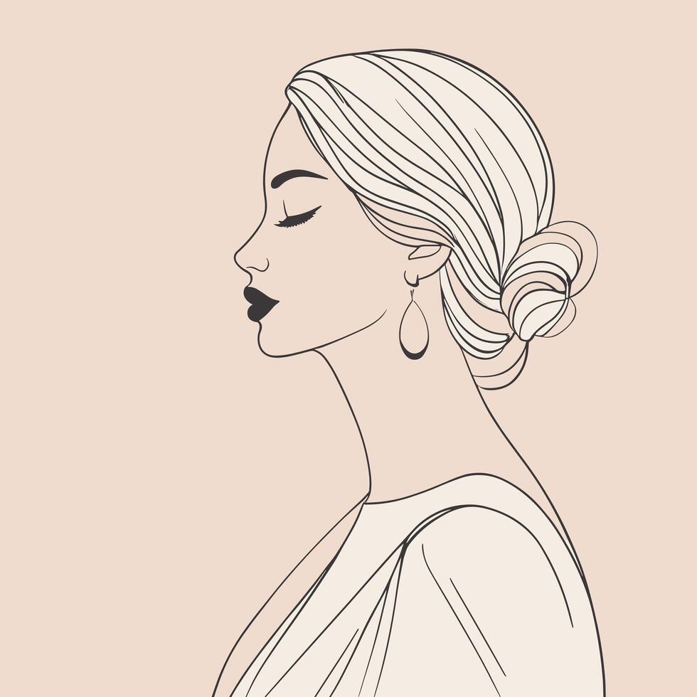 Woman line art portrait illustration vector design