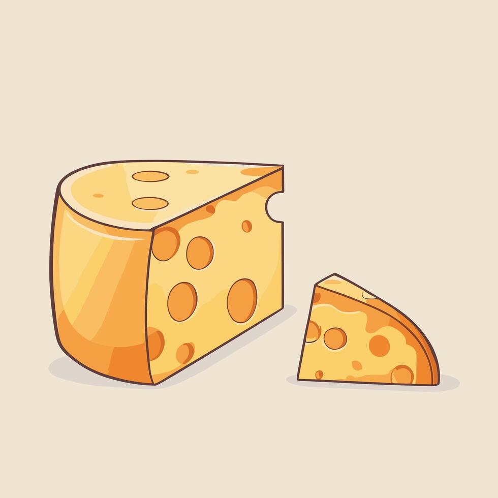 Cheese slice clip art cartoon illustration vector design