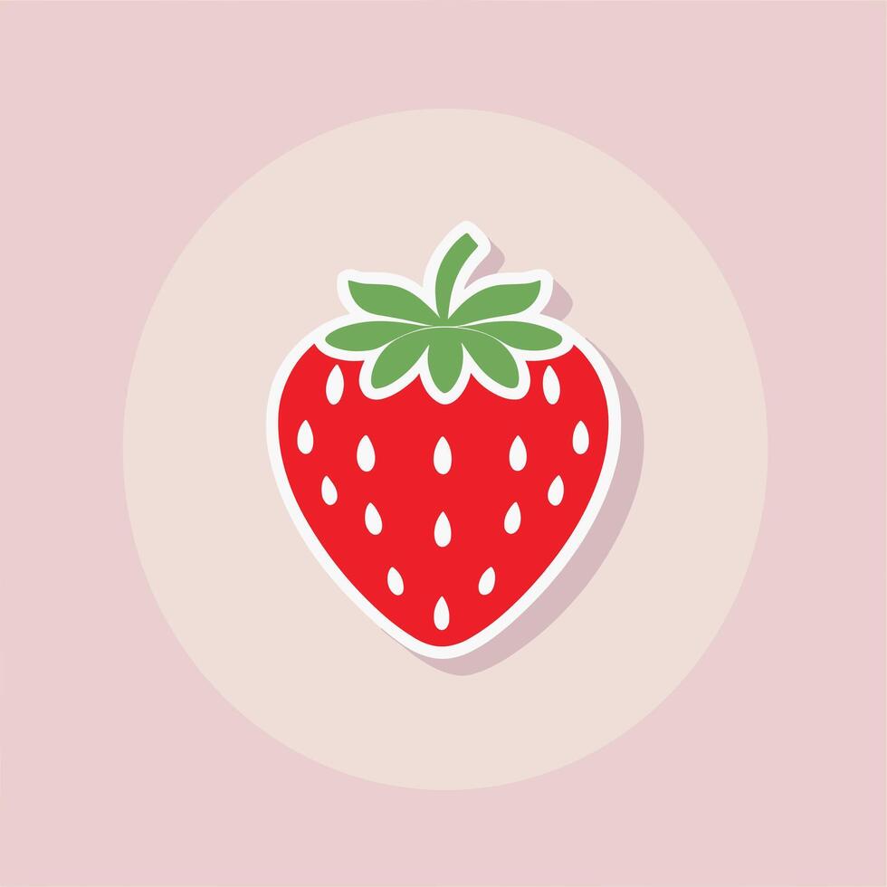 Strawberry minimalist clip art vector illustration