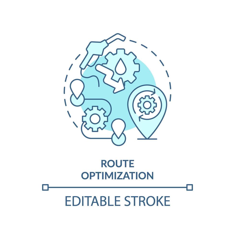 ruta mejoramiento suave azul concepto icono. Operacional costos reducir. combustible consumo gestión. redondo forma línea ilustración. resumen idea. gráfico diseño. fácil a utilizar en infografía vector
