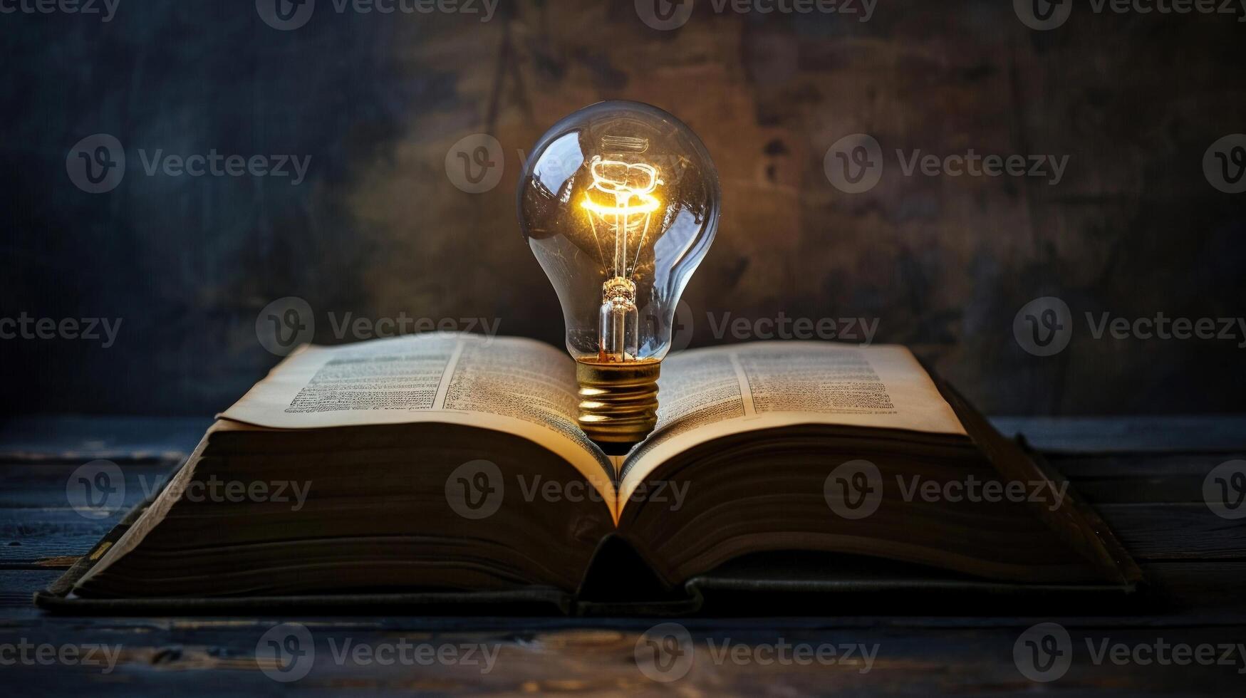 AI generated A glowing light bulb hovers over an open book a classic metaphor for ideas photo
