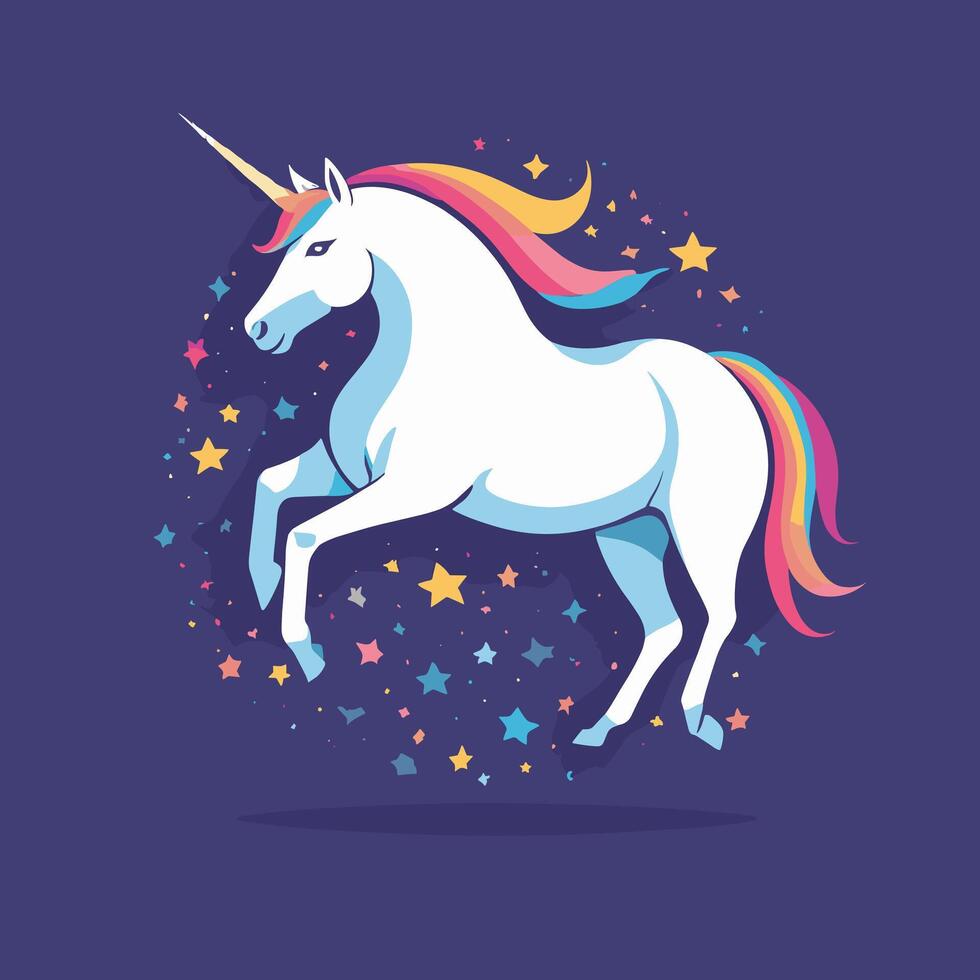 Cute kawaii unicorn illustration colorful vector art for children