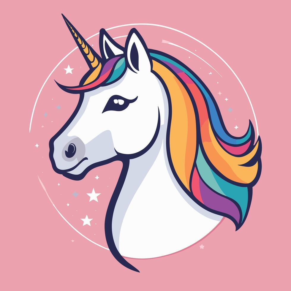 Cute kawaii unicorn illustration colorful vector art for children