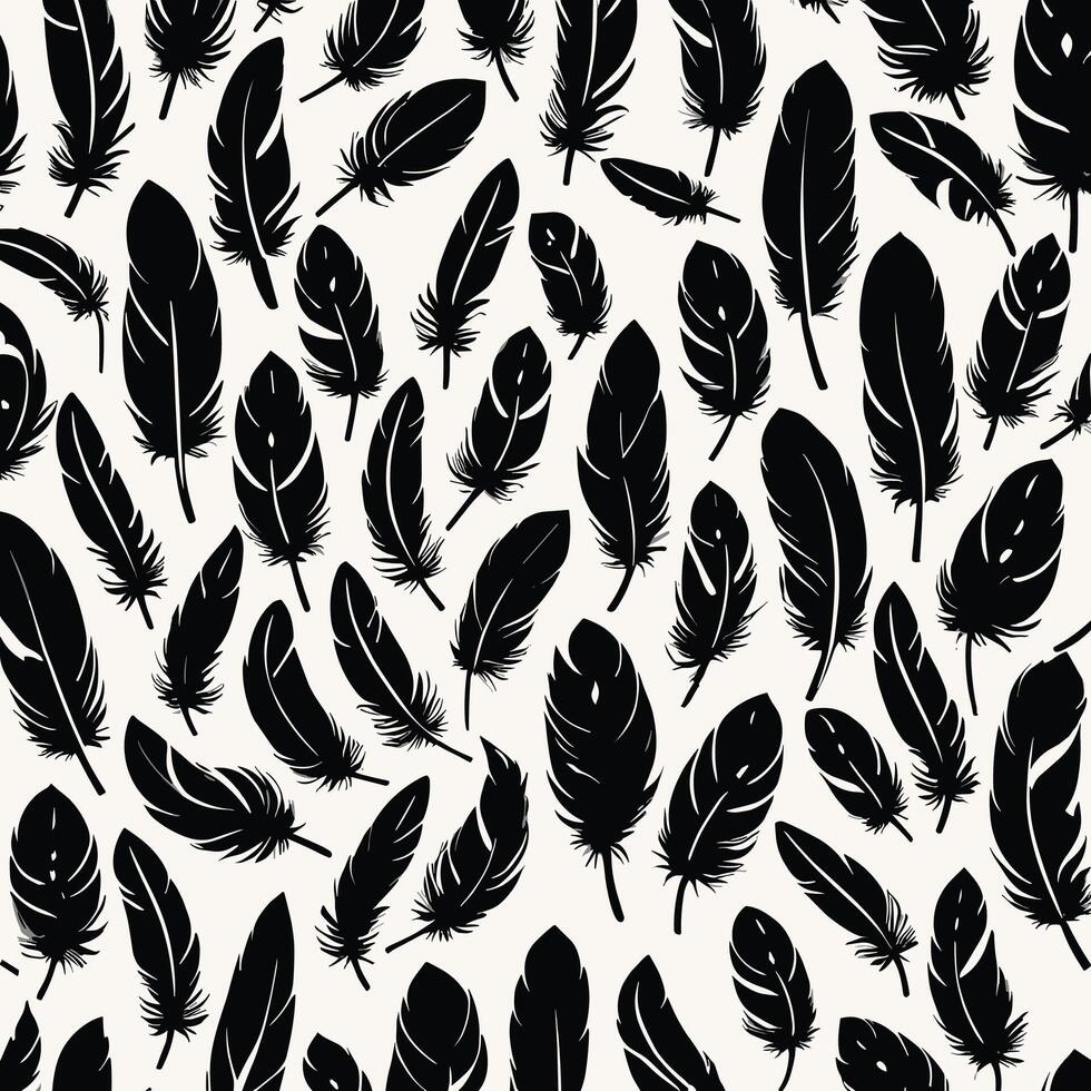 Feather silhouette illustration ink drawing vector art