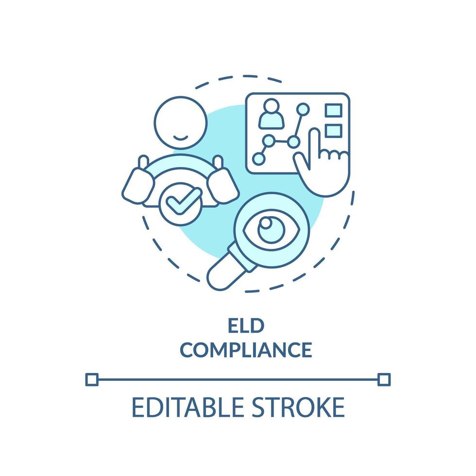 ELD compliance soft blue concept icon. Onboard diagnostics system. Industry standards. Round shape line illustration. Abstract idea. Graphic design. Easy to use in infographic, presentation vector