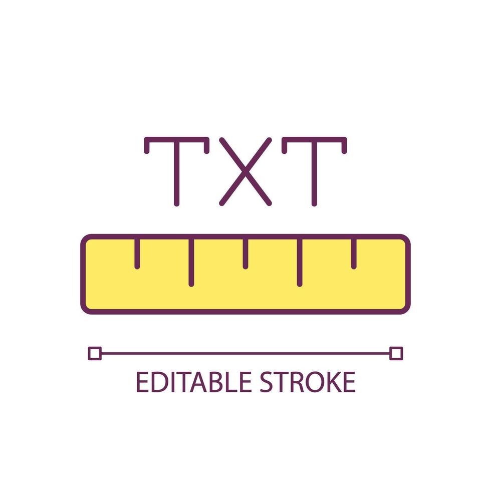 Text format RGB color icon. Editing tools. Typography document preparation. Graphic design instruments. Ruler icon. Isolated vector illustration. Simple filled line drawing. Editable stroke