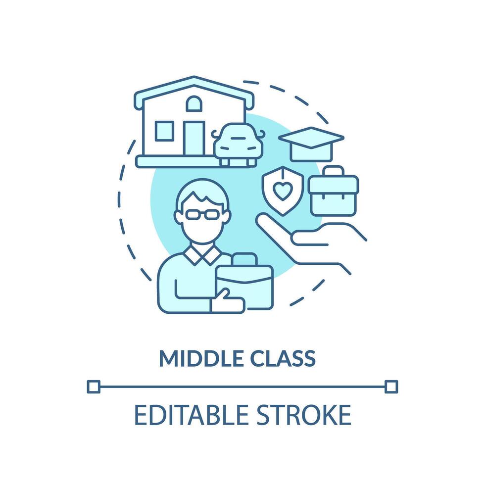 Middle class soft blue concept icon. Class system. Professional workforce. Economic stability. White collars. Round shape line illustration. Abstract idea. Graphic design. Easy to use in article vector