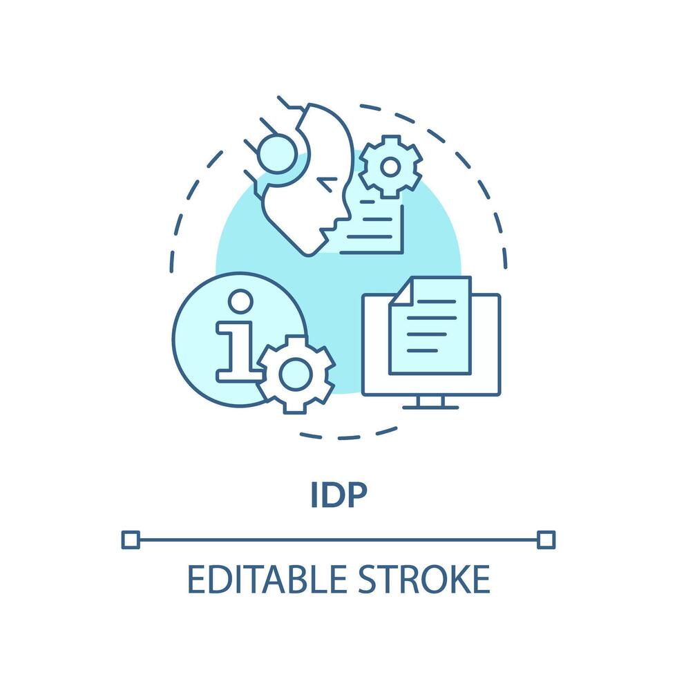 IDP ai soft blue concept icon. Intelligent document processing. Data management. Round shape line illustration. Abstract idea. Graphic design. Easy to use in infographic, presentation vector