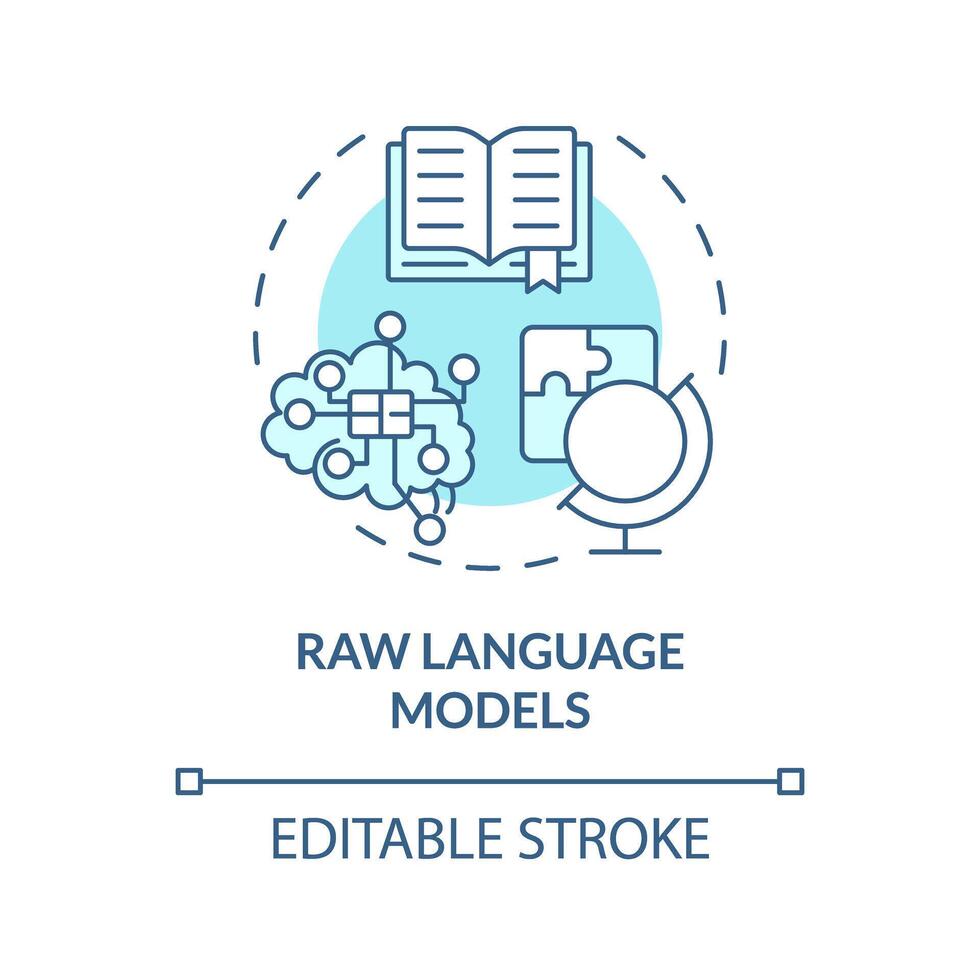 Raw language models soft blue concept icon. Advanced machine learning. Artificial intelligence. Round shape line illustration. Abstract idea. Graphic design. Easy to use in infographic, presentation vector