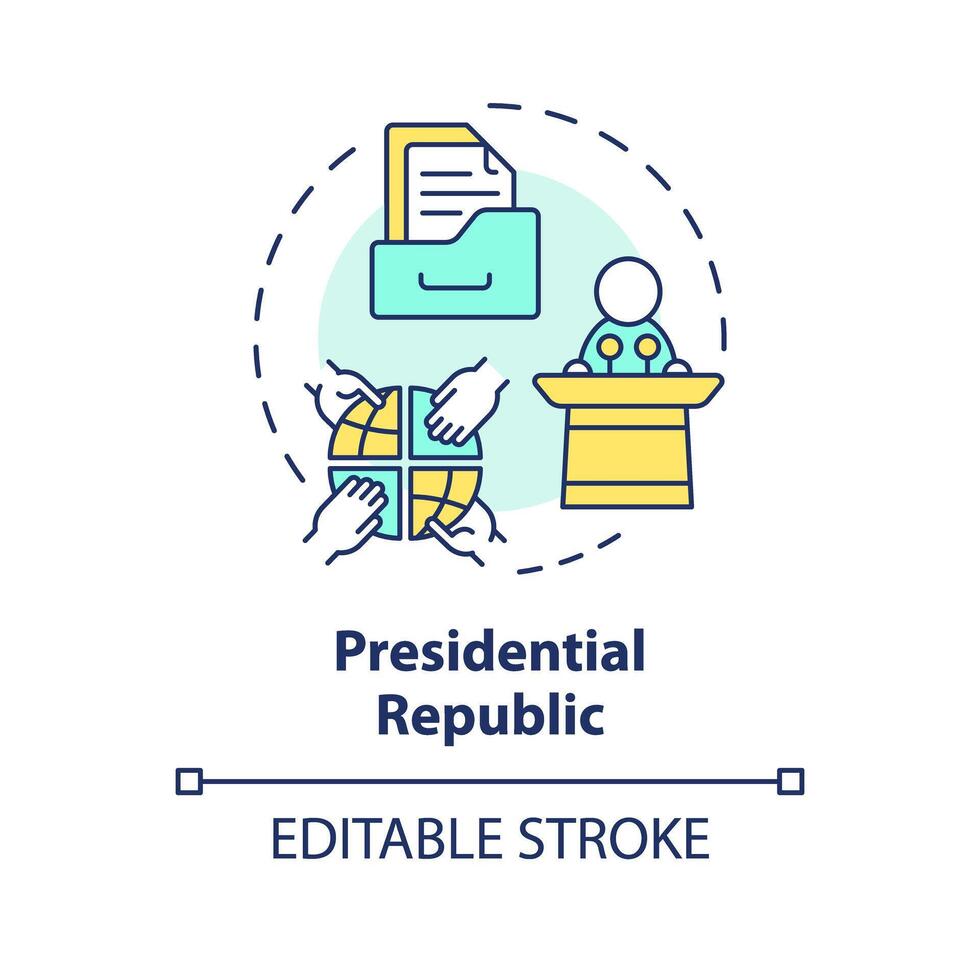 Presidential republic multi color concept icon. Branches government, constitution authority. Democratic ballot system. Round shape line illustration. Abstract idea. Graphic design. Easy to use vector