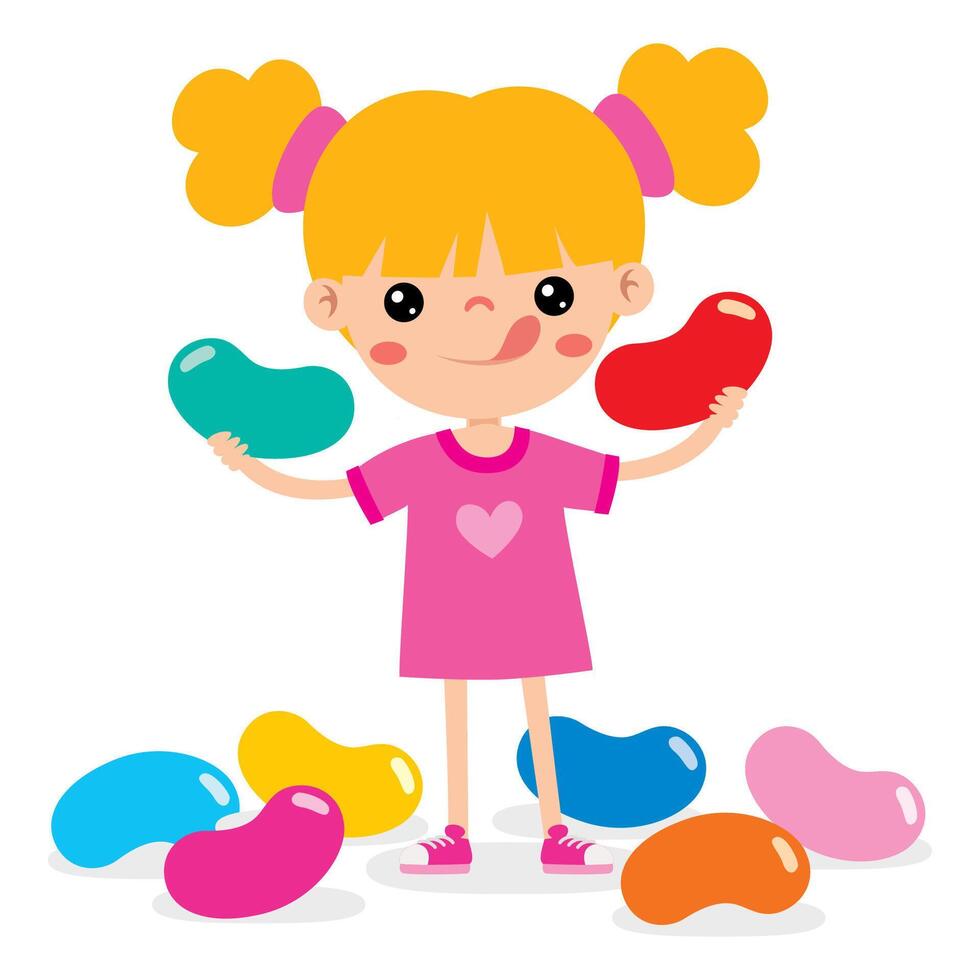 Illustration Of Kid With Jelly Bean vector
