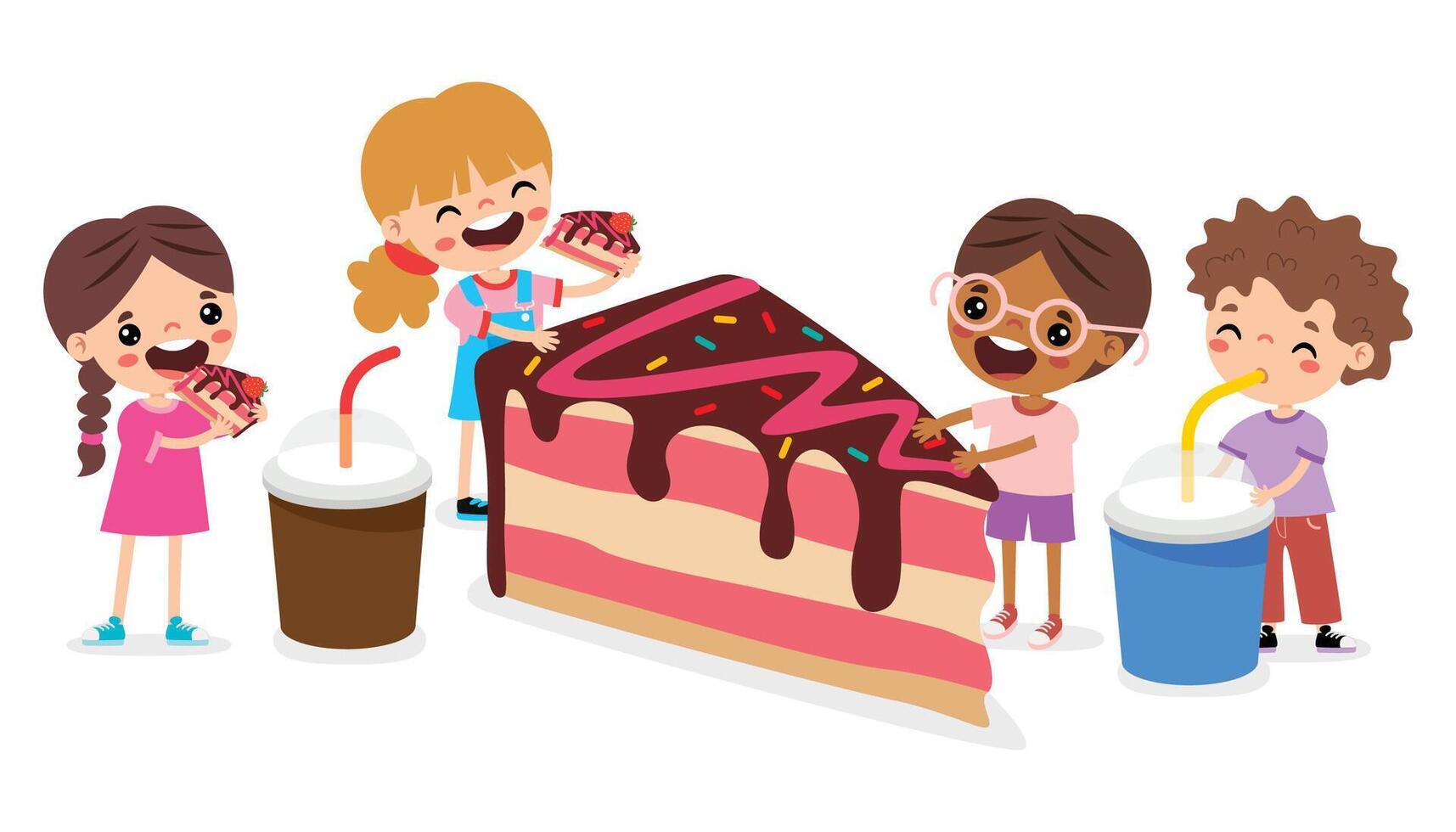 Illustration Of Kid With Cake vector