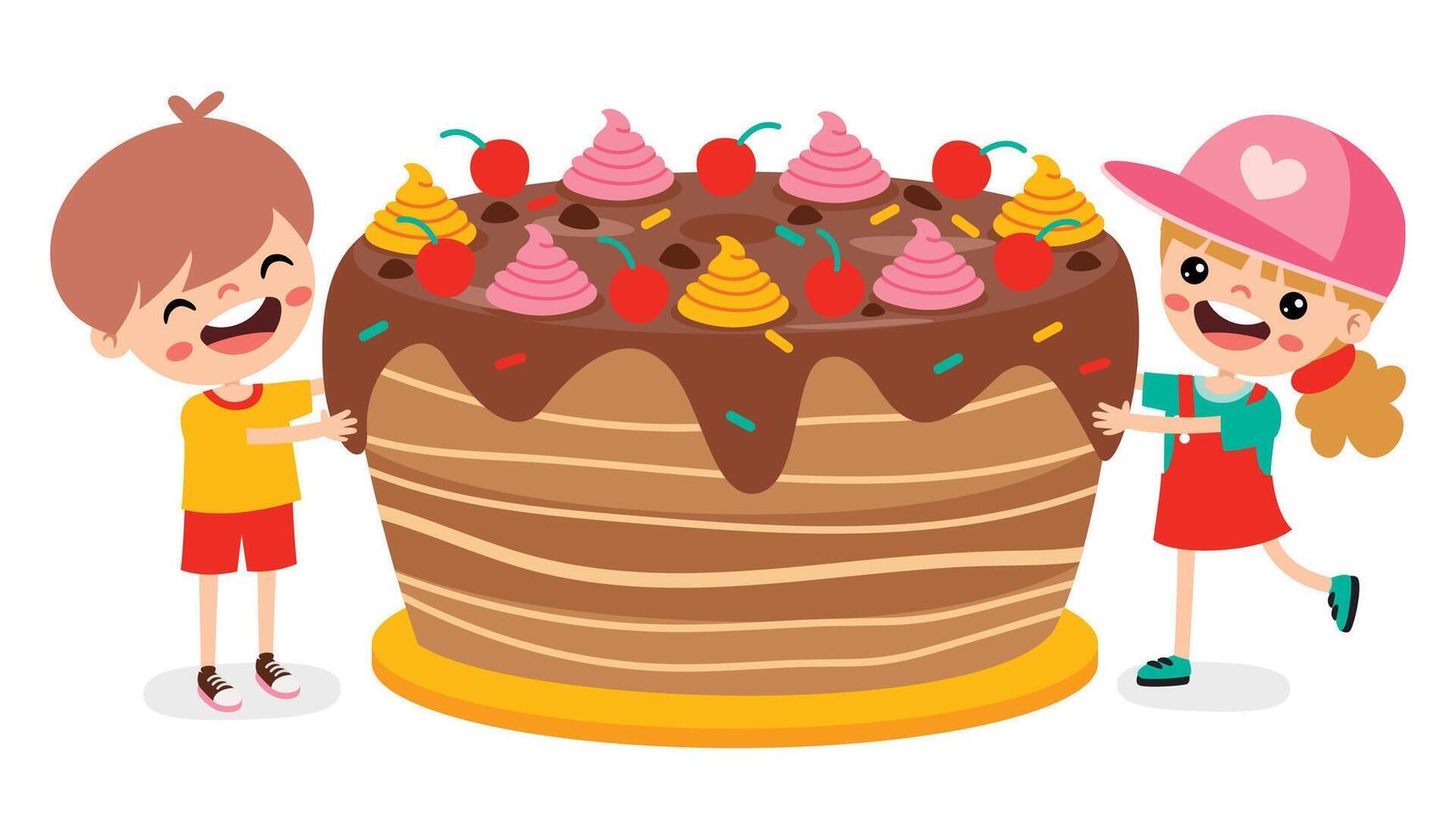 Illustration Of Kids With Cake vector