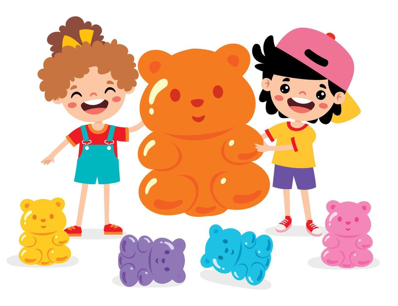 Illustration Of Kid With Gummy Bear vector