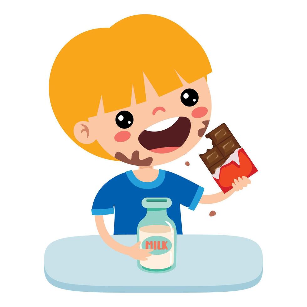 ilustración de niño con chocolate vector