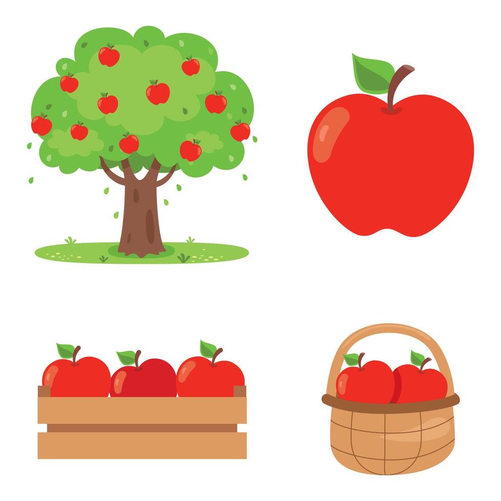 ilustración de varios manzana elementos vector