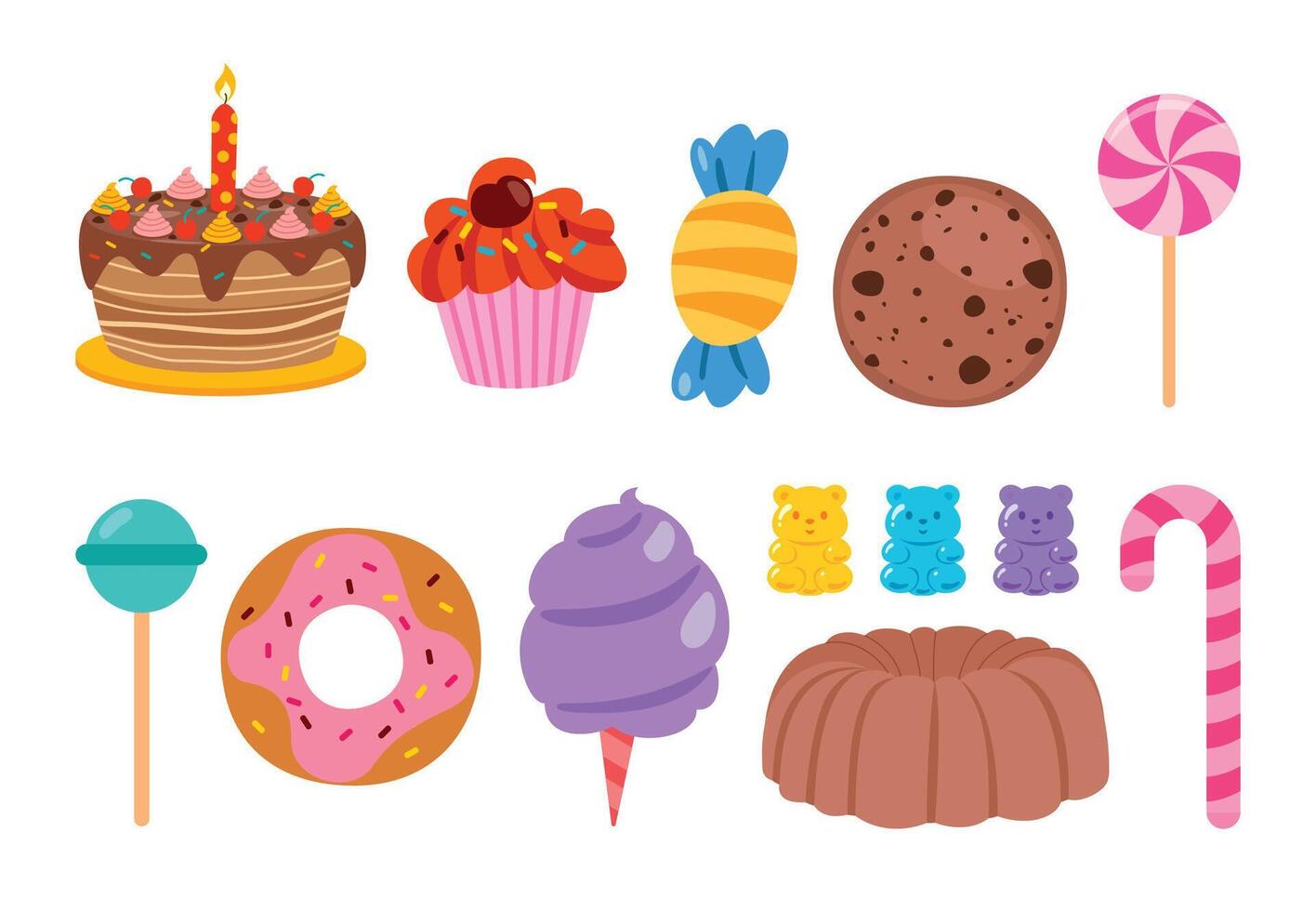 Set Of Cakes and Desserts vector