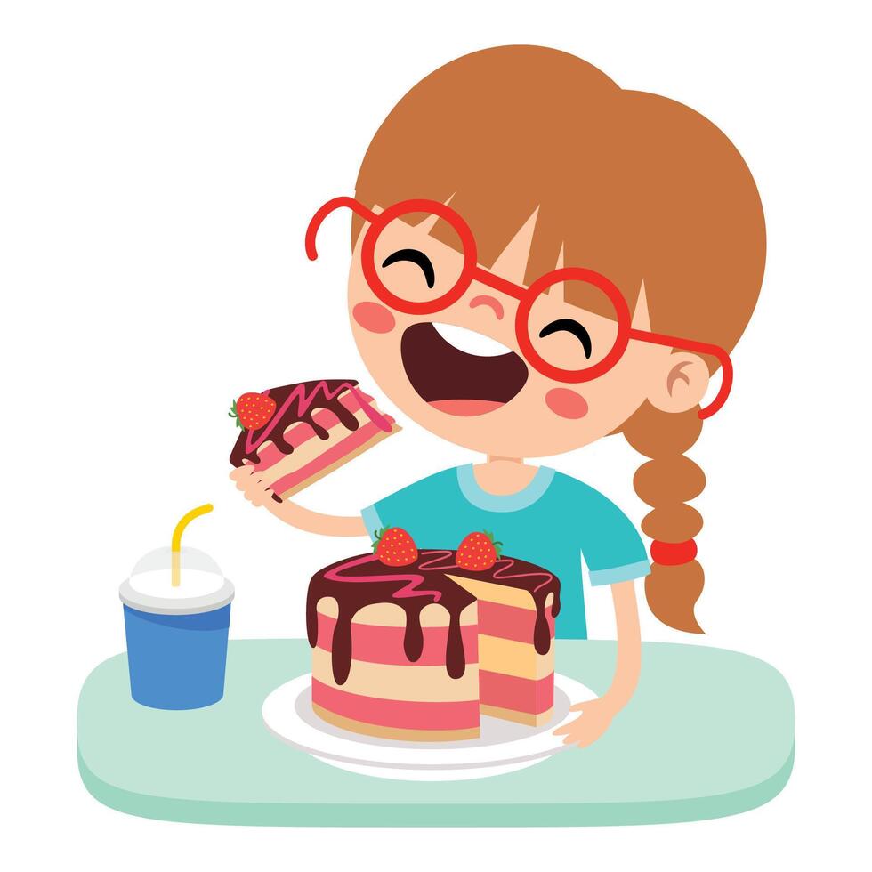 Illustration Of Kid With Cake vector