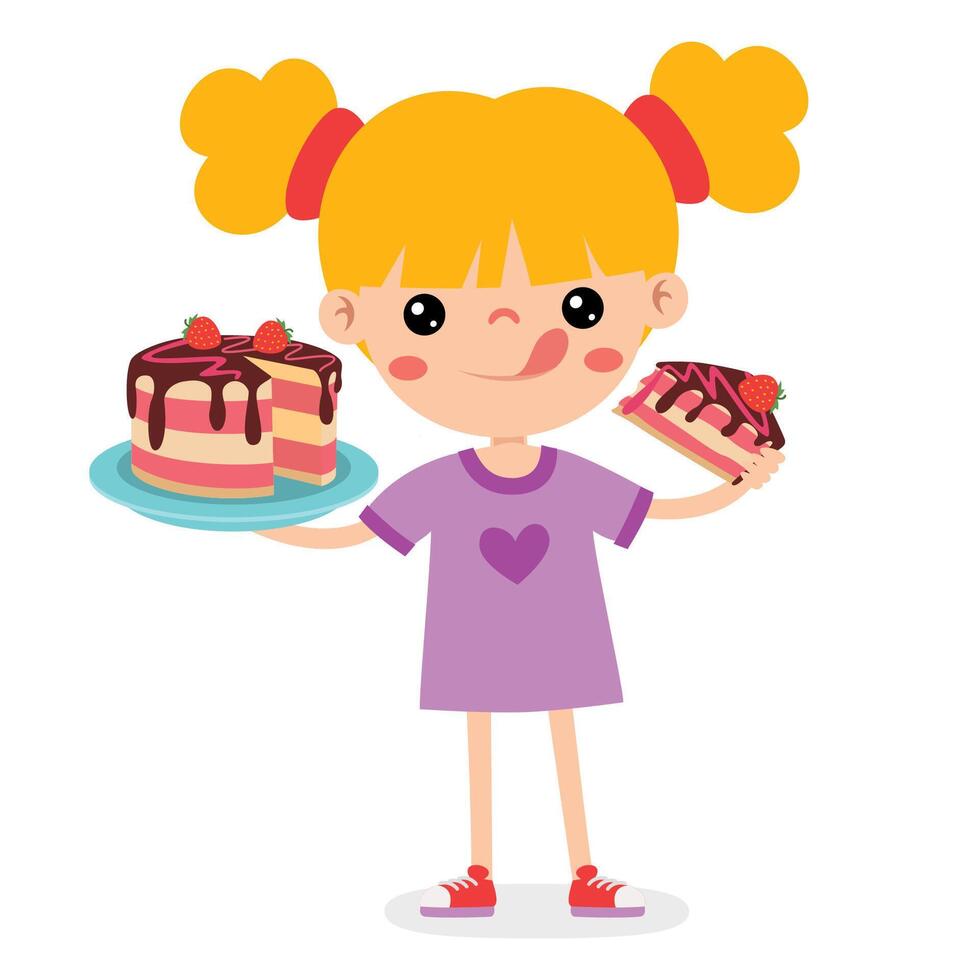 Illustration Of Kid With Cake vector