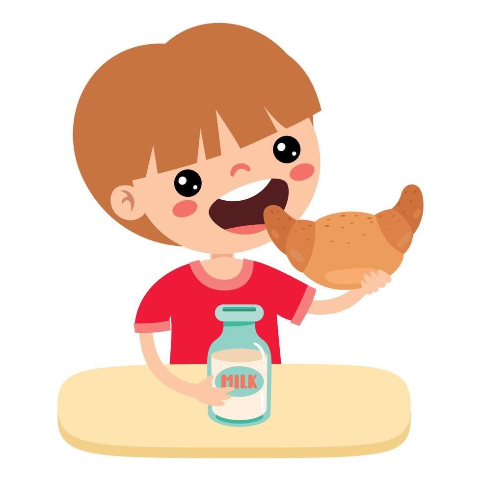 Illustration Of Kid With Croissant vector