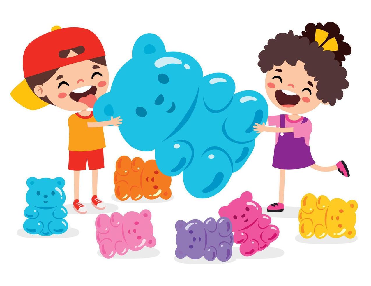Illustration Of Kid With Gummy Bear vector