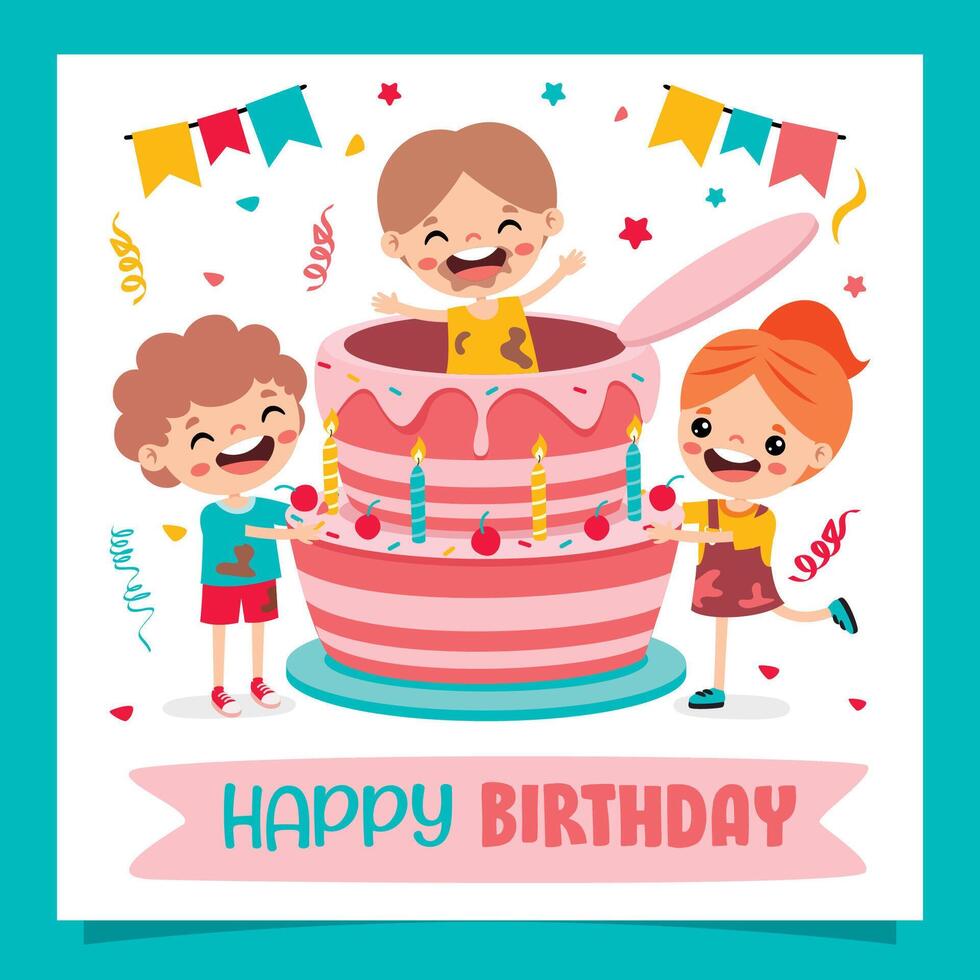 Illustration Of Kids With Cake vector