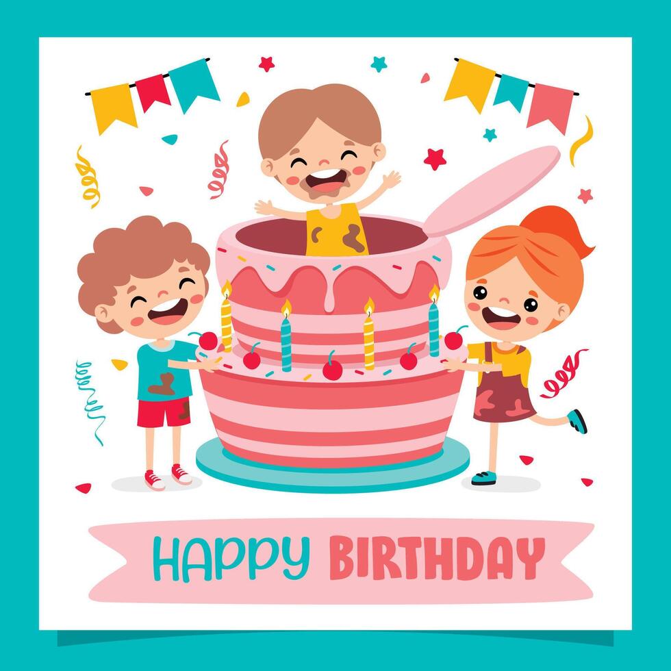 Illustration Of Kids With Cake vector