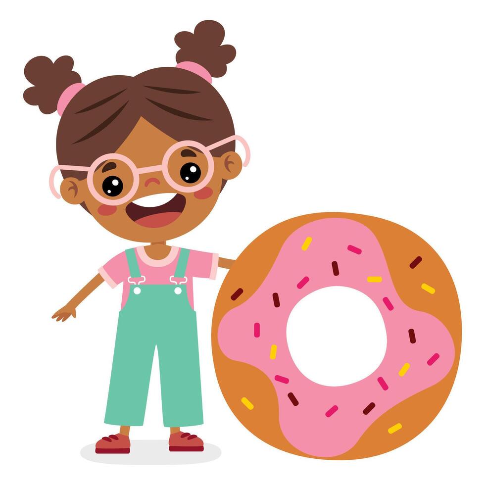 ilustración de niño con rosquilla vector