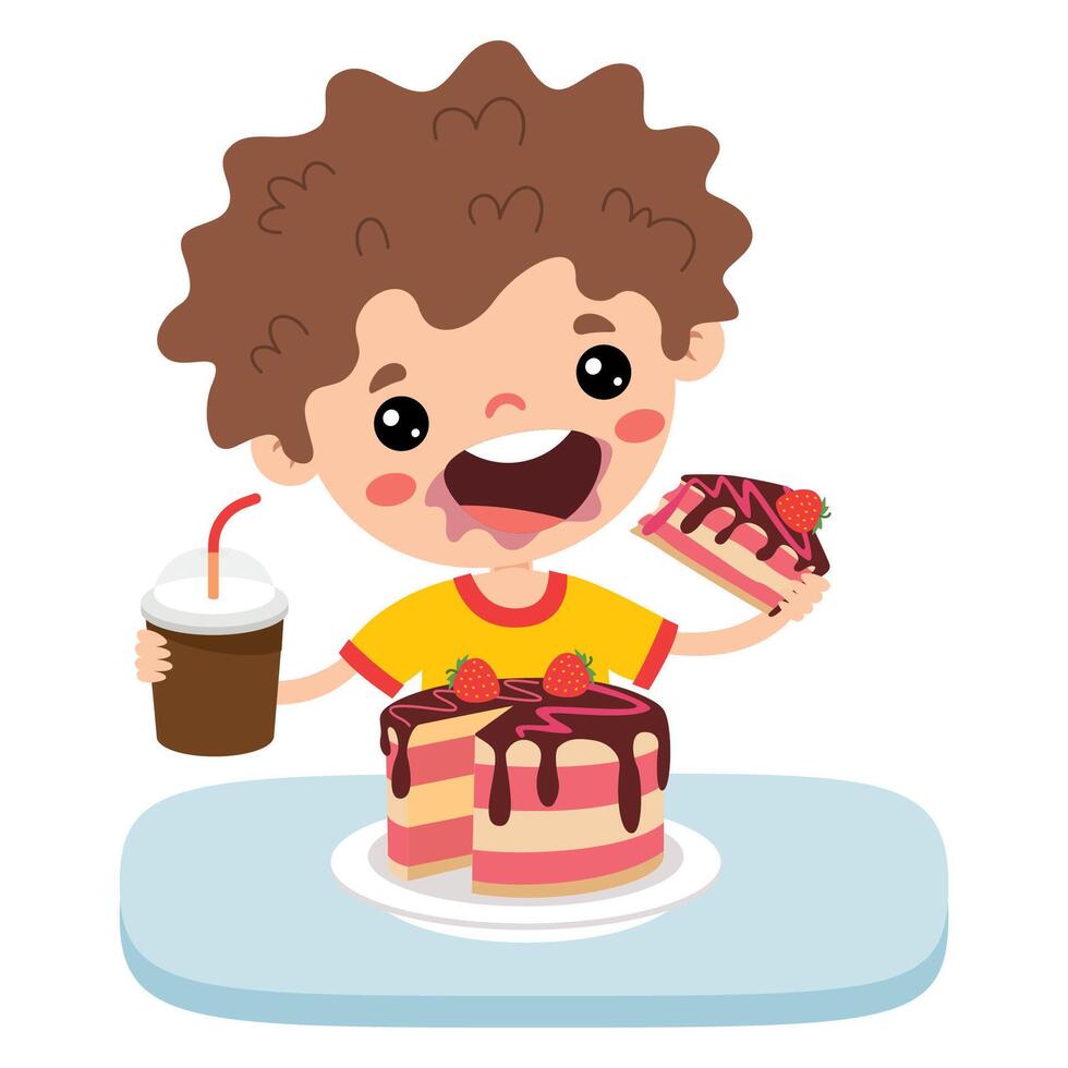 Illustration Of Kid With Cake vector
