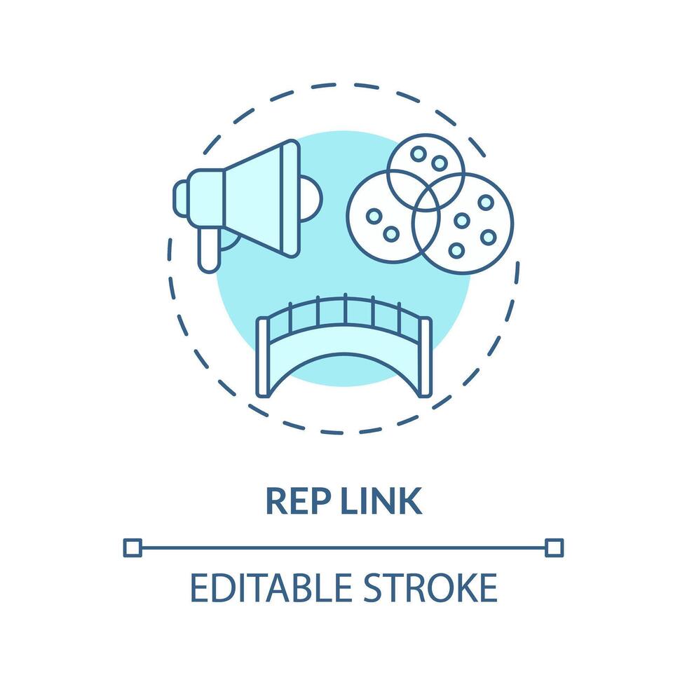 Rep link soft blue concept icon. Representing needs and concerns to higher circle. Round shape line illustration. Abstract idea. Graphic design. Easy to use in promotional material vector