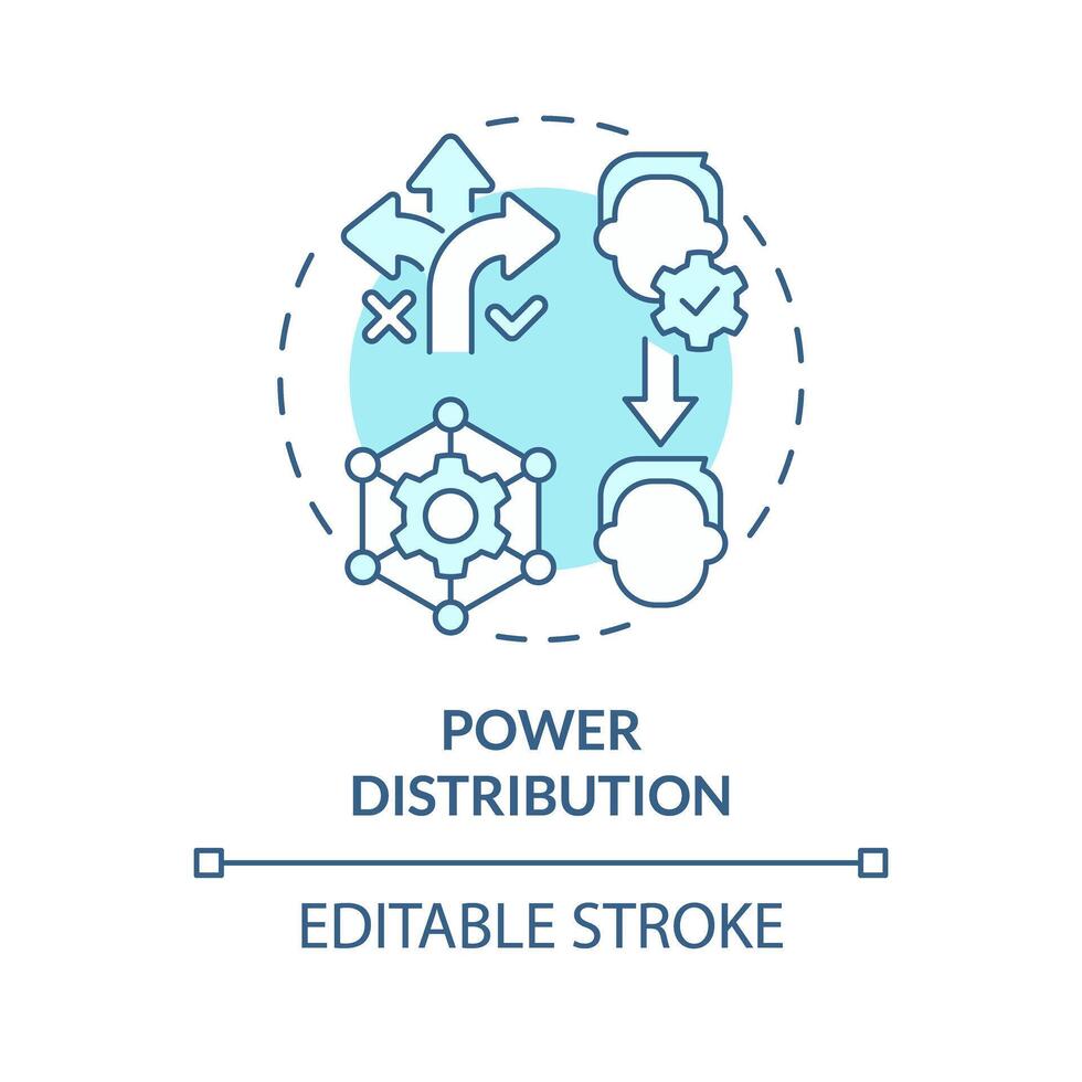 Power distribution soft blue concept icon. Responsibility. Employee engagement in decision-making. Round shape line illustration. Abstract idea. Graphic design. Easy to use in promotional material vector