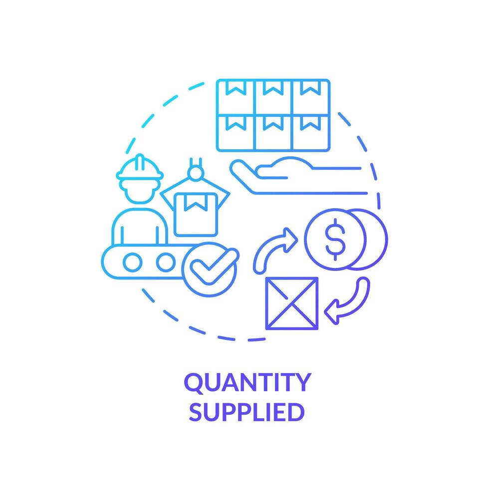 Quantity supplies blue gradient concept icon. Specific amount of products for selling at given price. Round shape line illustration. Abstract idea. Graphic design. Easy to use in brochure marketing vector