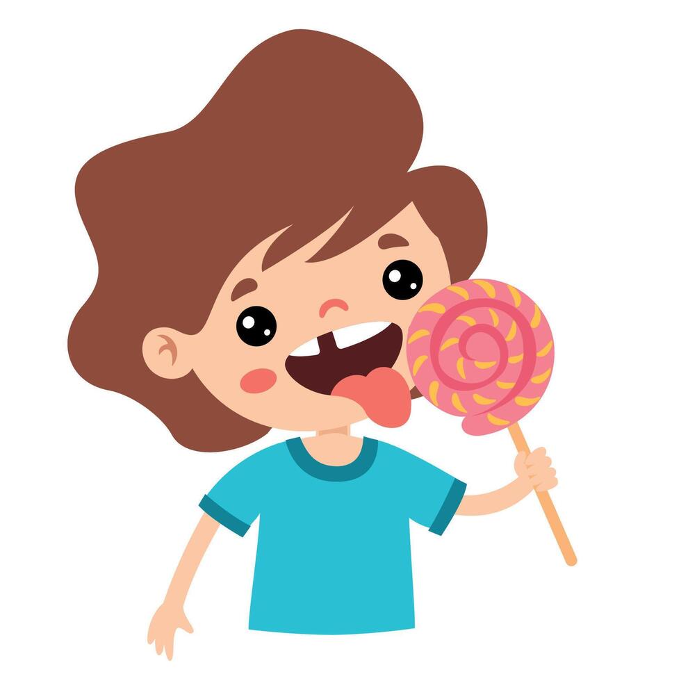 ilustración de niño con caramelo vector